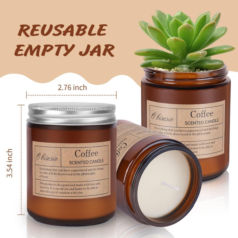 Obisesio Scented Coffee Candle, Candles for Home Scented, Candles Clearance for Women, Aromatherapy Jar Candles Gift for Home(Amber Jar, Coffee) - Image 5